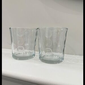 Libbey Urban Clear Double Old Fashioned Circle Dot Set of 2 Tumbler Glasses EUC